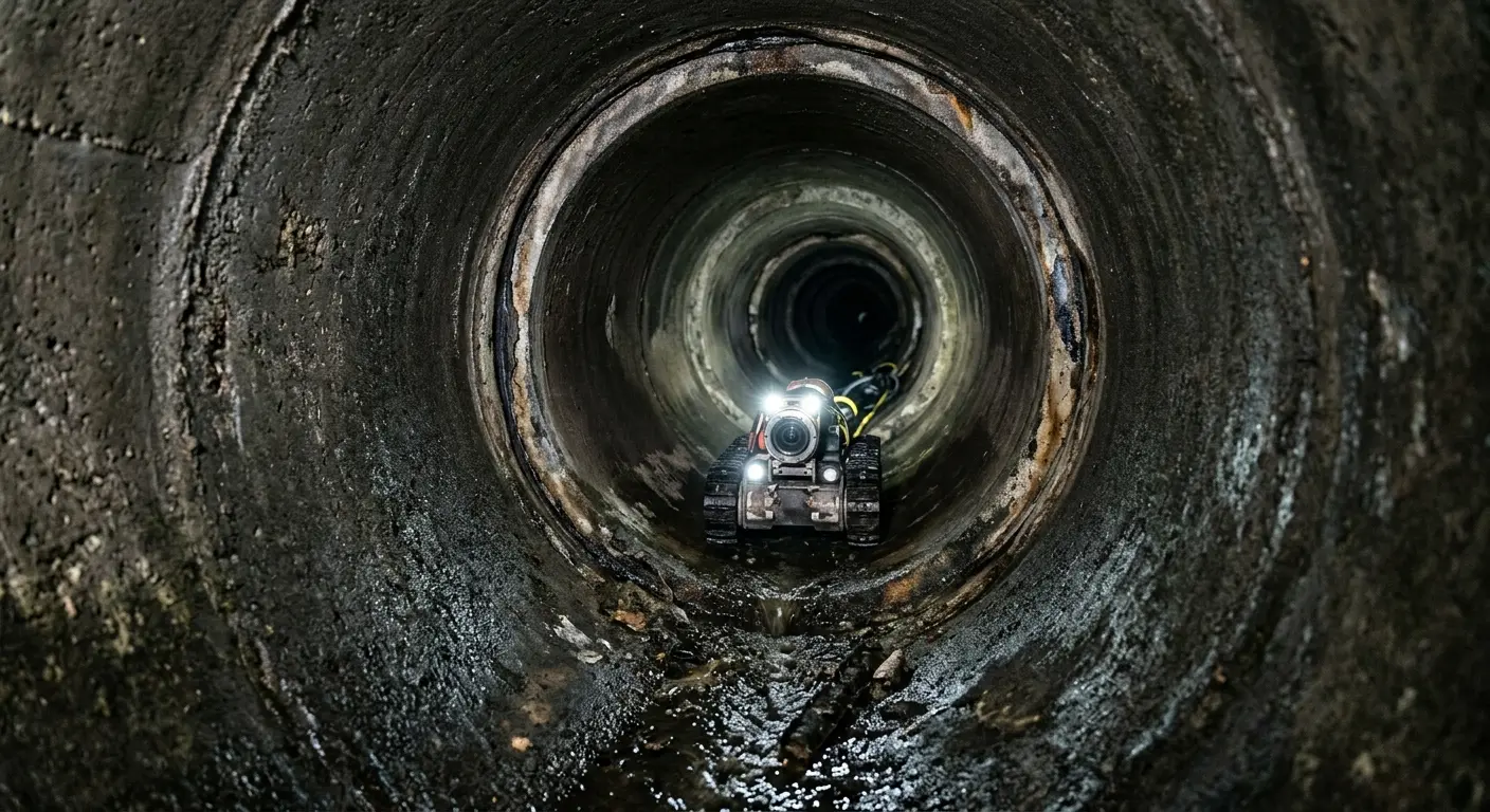 Robotic sewer camera inspecting pipe interior for Sewer Line Repair in Cockeysville